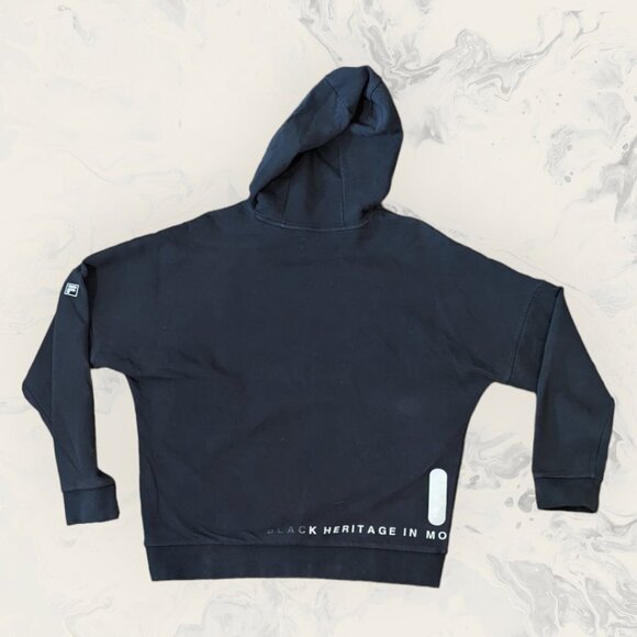 Fila Black Heritage In Mountain Street Style Logo Black Hoodie Size Large - Picture 8 of 13